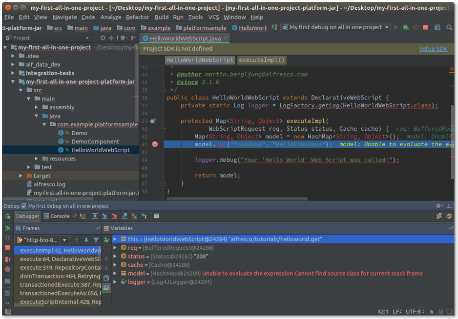 intellij idea debugging screenshot